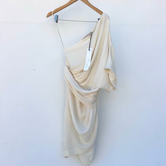 New IRO Ferila One Shoulder Chalk White Mini Cocktail Dress Structural Size 36 4 - Picture 3 of 9